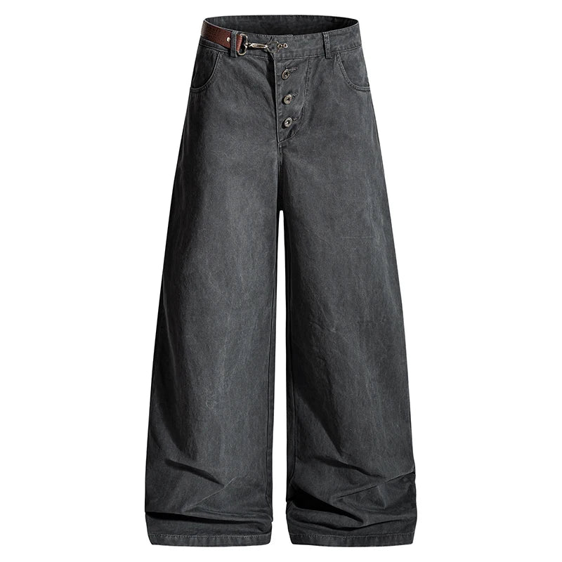 Streetwear Hip Hop Solid Color Belted Pants