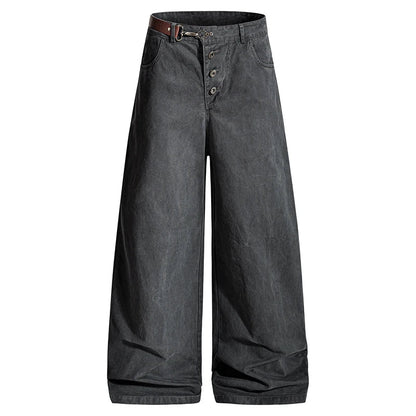 Streetwear Hip Hop Solid Color Belted Pants