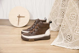 Leather Lace-up High-neck Shoes