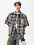 Retro Plaid Short Sleeve Pocket Shirt