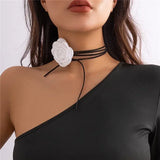 Model wearing the white Vintage Large Flower Necklace