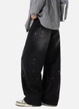 Japanese Style Washed Splatter Relaxed Fit Jeans