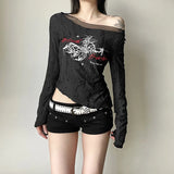 Dark Punk Mesh Patchwork Long T-Shirt