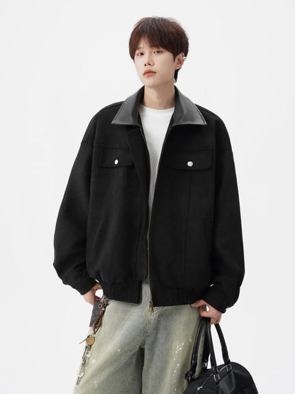 Kinetic Color Blocked Tooling Lapel Jacket