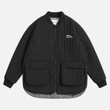 Winter High Quilted Solid Color Parka Cargo Jacket