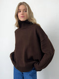Flattering Oversized High Collar Knitted Sweater