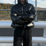 Glossy Stand Collar Cotton Padded Puffer Jacket