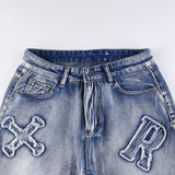 Patchwork Letters Women's Jeans
