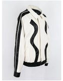 Streetwear Color Block Faux Leather Jacket