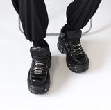 Heart-Tongue Platform Black Y2K Shoes