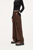 Elastic-waist Solid Cargo Pants