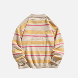 Colorblock Striped College Style Knit Sweater