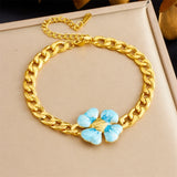 Blue & Pink Flower Charm Bracelet