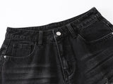 Flattering Black Distressed Ripped Denim Short