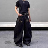 Retro Loose Fit Pocket Decoration Jeans