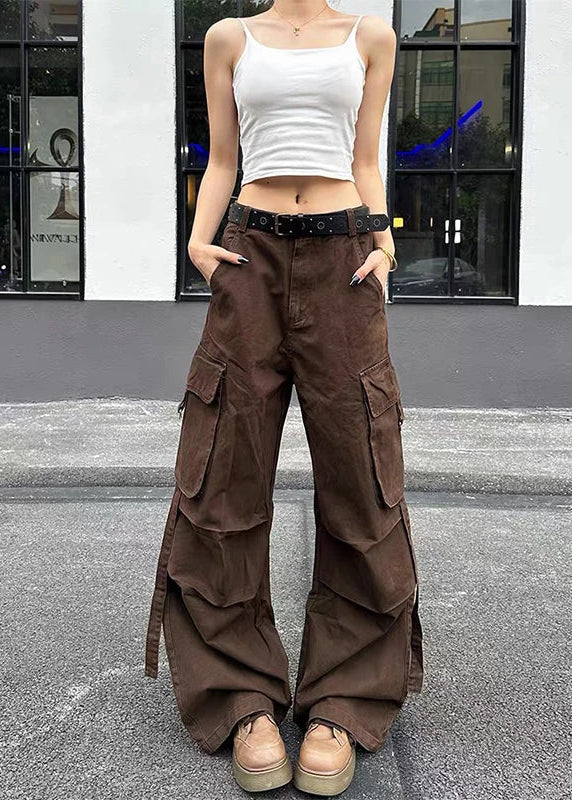 Academia Style Wide Fit Grunge Denim Cargo Jeans