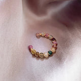 Colorful Natural Stone Open Ring