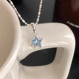 Elegant Blue Star Sterling Silver Necklace