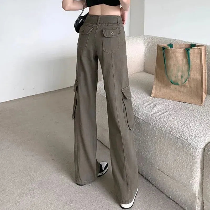 Wide-leg Belt Cargo Pants