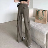 Wide-leg Belt Cargo Pants