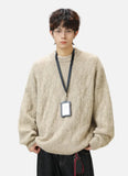 Chunky Mohair Cable Solid Color Knit Sweater