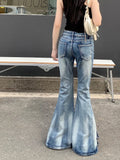 Distressed Blue Slim Flare Jeans