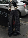 Vintage Lace-Up High Waisted Emo Jeans