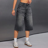 Vintage Washed Hip Hop Denim Short