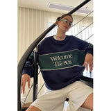 Vintage Letter Print Oversized Sweatshirt