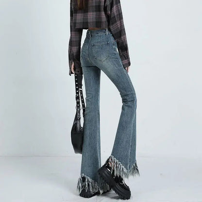 Retro Autumn Winner Flare Straight Jeans