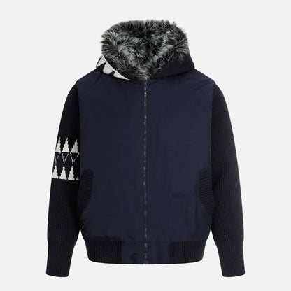 Versatile High Street Quilted Hooded Fur Jacket