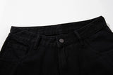 Trendy Leopard Patchwork Black Denim Jeans