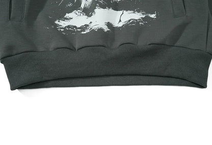 Long-lasting Gothic Printed Loose Hooded Sweatshirt