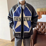 Trendy Vintage Racing Leather Zipper Jacket