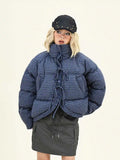Plaid Vintage Style Oversize Zipper Puffer Jacket