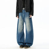 Durable Contrast Color Curved Knife Wide-Leg Jeans
