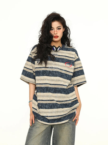 Striped Tie Dye Retro T-Shirt