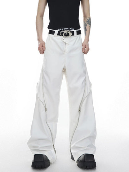 Loose Solid Color Side Zippers Pants