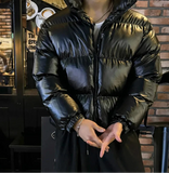 Glossy Stand Collar Cotton Padded Puffer Jacket