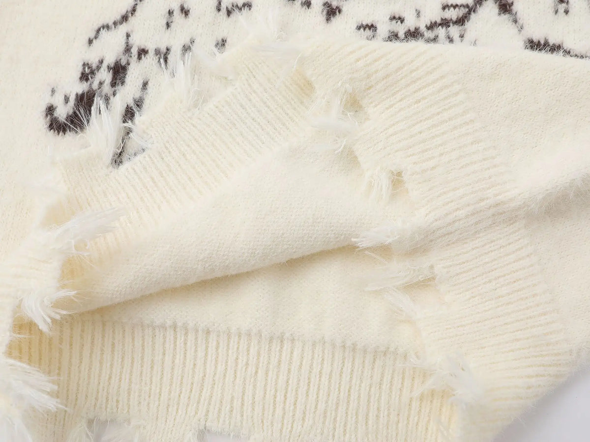 Cozy Aesthetic Distressed Knit Sweater