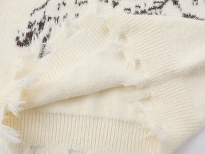 Cozy Aesthetic Distressed Knit Sweater