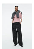 Women Pink Ethereal Spring Casual Knit T-Shirt