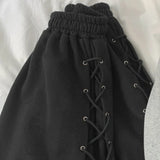Lace-Up Eyelet Drawstring Sweatpants