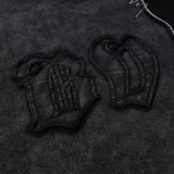 Vintage Washed Black Ripped Hoodie