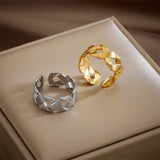 Cross Cutout Stainless Steel Open Ring