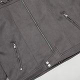 Oversized Solid Zip-up Denim Jacket