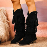 Retro Tassels Cowboy Fringe Knee High Boots