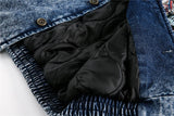 Y2K Thick Winter Patchwork Denim Jacket