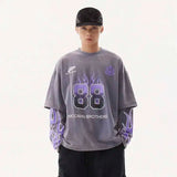 Vintage American Style Letter Print Long Sleeve T-Shirt