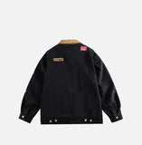 Spring Streetwear Embroidered Cargo Varsity Jacket